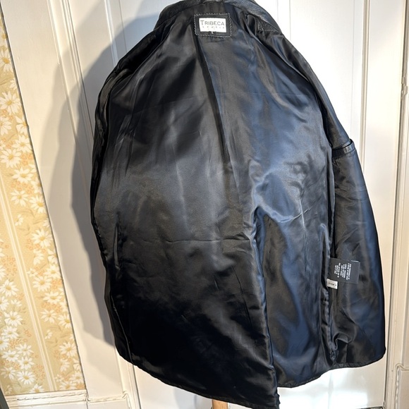 Tribeca Studio Versatile Black Leather Jacket with Diamond Stitching Size L - Picture 8 of 14